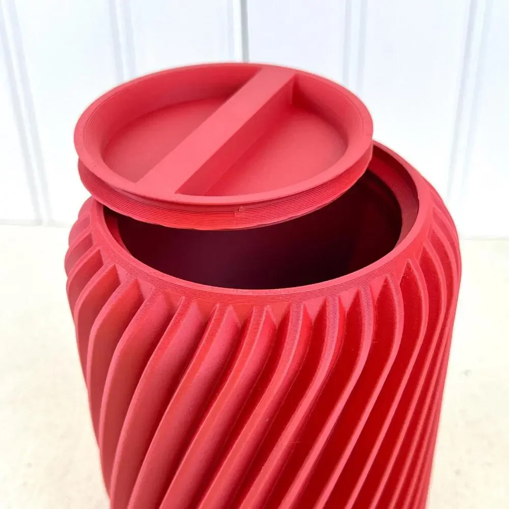 Swirl Lidded Storage Container, Ridged Storage Container, Organizer for a Desk